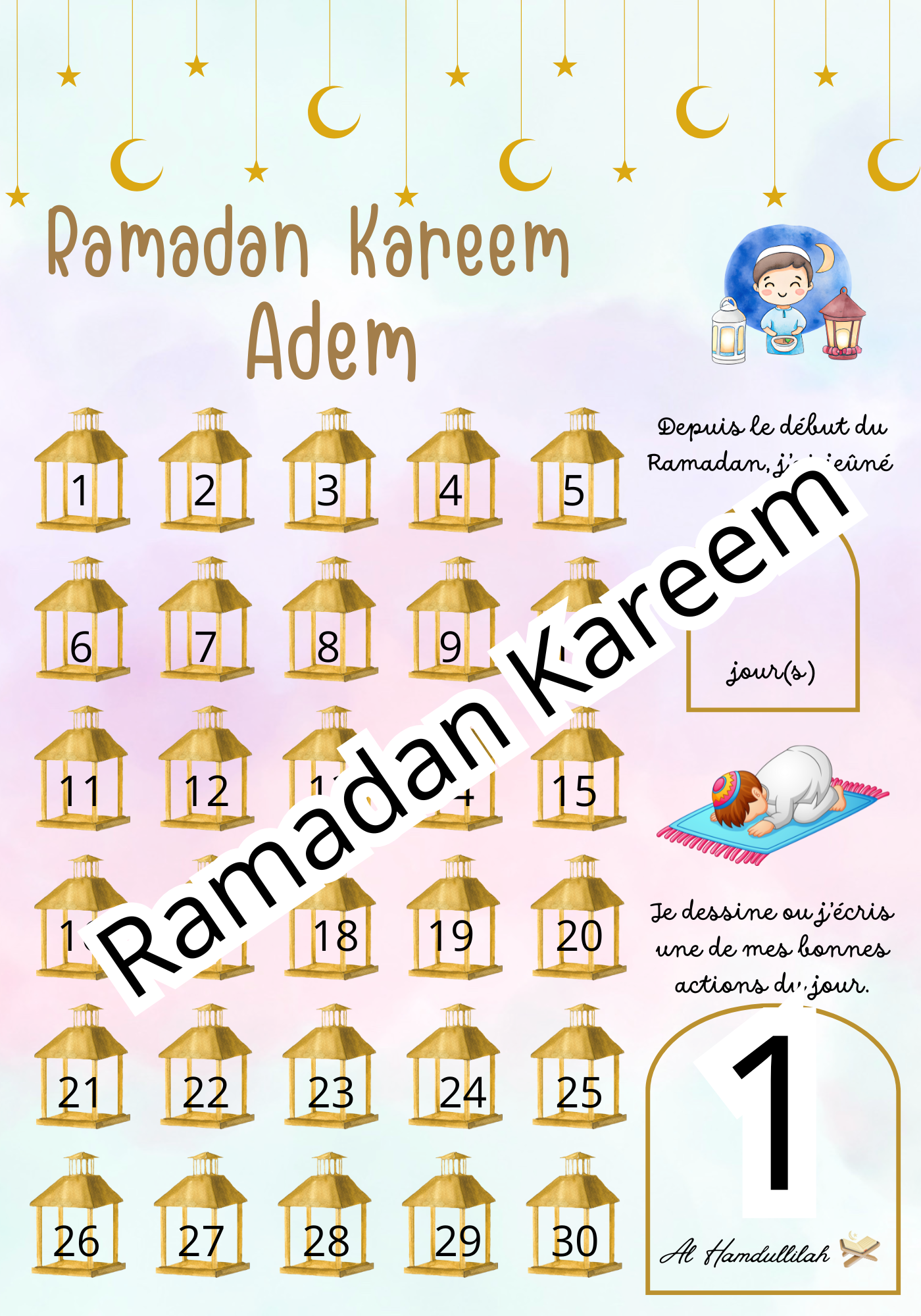 Calendrier Ramadan à Stickers – Cadre A4